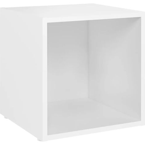 Meuble TV de plancher design moderne avec compartiment 37 x 35 x 37 cm en bois d'ingénierie blanc (1/4)