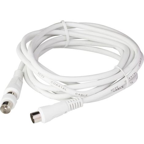 Prolunga tv coassiale 9.5 mm cavo 3 metri termoplastico bianco scame 180.5913