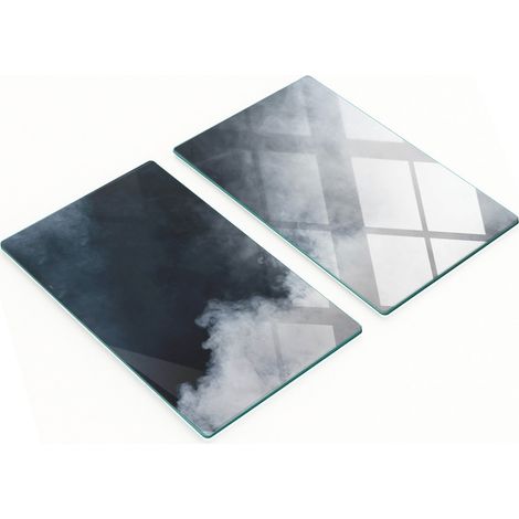 Tableros decorativos multifuncionales de vidrio con impresi贸n, color blanco ahumado, 2x30x52 cm.