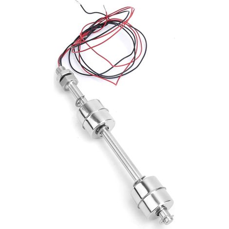 Capteur de Niveau d'eau, Interrupteur à Flotteur à Bille 12 V Double Boule en Acier Inoxydable Capteur de Niveau de Liquide Interrupteur à Flotteur pour Réservoir d'eau,(Floating Body 150mm) (1/5)