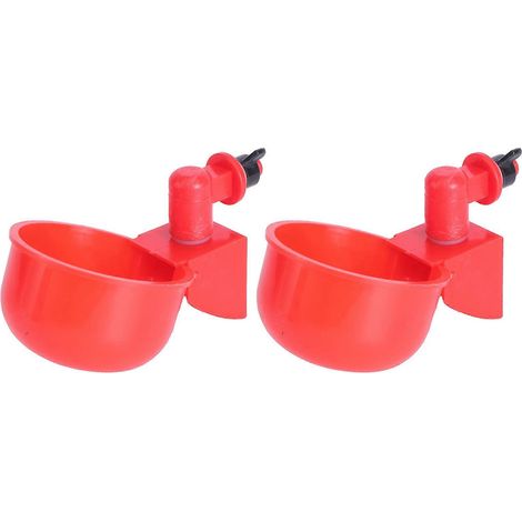 Abreuvoir pour volailles (canards, cailles, pigeons), grand débit (6,5 x 4 cm), rouge, lot de 2 (1/5)