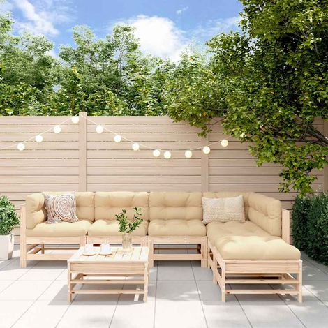 vidaXL Juego de muebles de jardín 7 piezas madera maciza de pino (1/5)