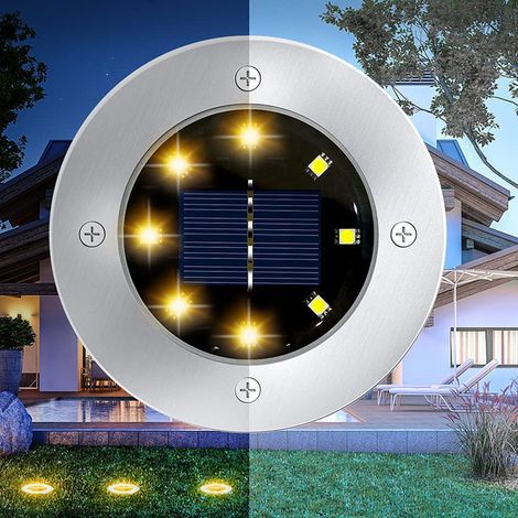 Solar-Gartenleuchte für den Außenbereich, 8 LEDs, Bodenstrahler, Gartendekoration, IP65, wasserdicht, für Rasen und Garten, 1 Stück (1/2)