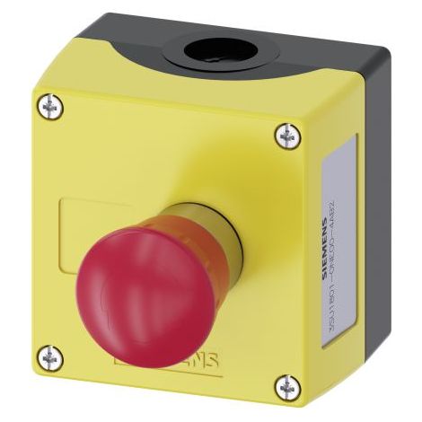 Siemens 3SU18010NE004AB2 3SU1801-0NE00-4AB2 Boîtier pour montage au sol, avec étiquette 1 bouton rouge, noir décrochage