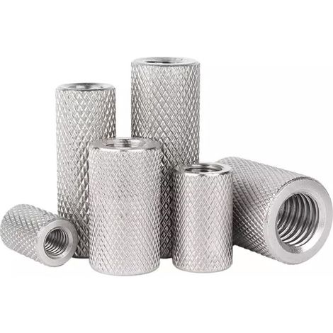 Lot de 6 écrous moletés ronds M8 x 20 mm en acier inoxydable - Écrou rond - Entretoises - Filetage intérieur des deux côtés - Manchons filetés - Diamètre : 12 mm (1/5)