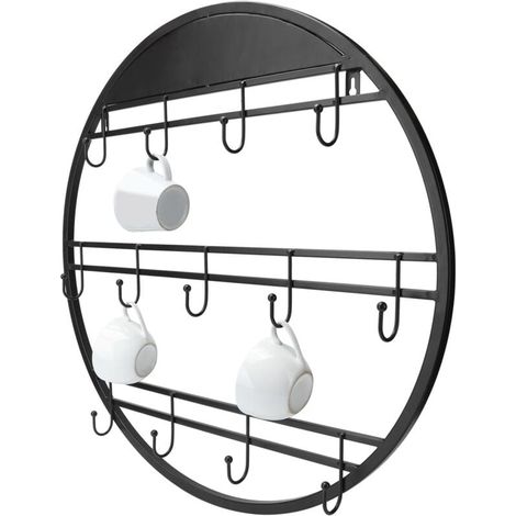 Wandmontierter Kaffeetassenhalter, Aufbewahrungsregal, Haken, Organizer, Küchenbedarf, rund (1/4)