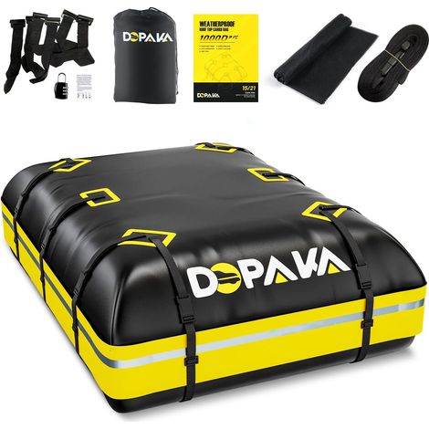 Sac de Transport de Toit de Voiture, 1000D Robuste et 100% étanche, Sac de Toit de Voiture de 21 Pieds Cubes 595 l,Tapis antidérapant,Serrure à Bagages, 6 Crochets de Porte, Sac de Rangement (1/5)