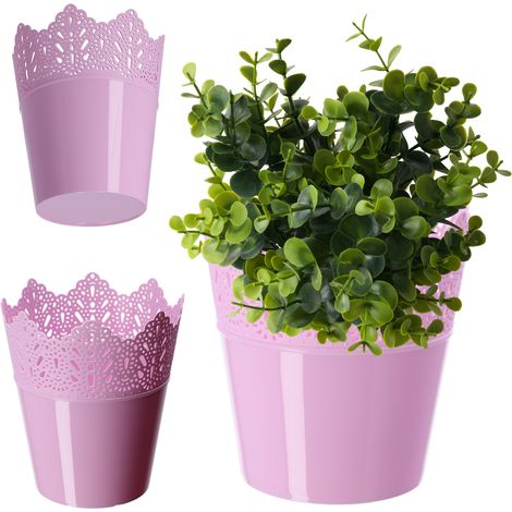 KADAX Spitzen-Blumentopf aus Kunststoff, 14.5 cm, Niedrig, Rosa
