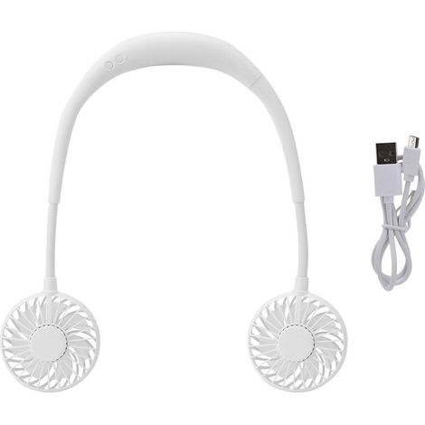 Ventilateur de cou portable USB sportif pailleté - Ventilation fraîche (Blanc) (1/5)