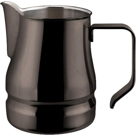 ILSA Lattiera Evolution per Cappuccino e Latte Art, Acciaio Inox 18/10, Nera, Tazze 9, Capacità 75 cl
