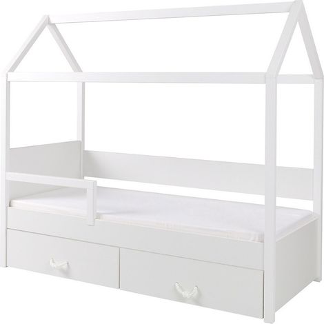 Cama Henderson 132, Blanco, Individuales, 90x200, Madera, Somieres, 90x200x172cm