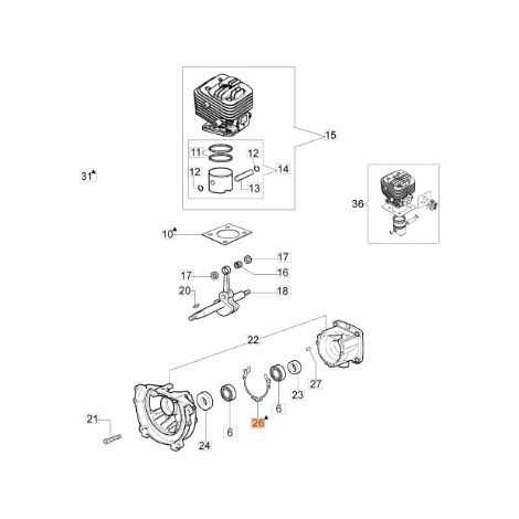 Junta motor cortasetos BC280H ORIGINAL EMAK modelos 61280009BR
