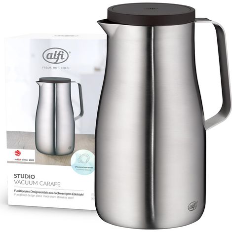 alfi Studio TT 1,0 l, in Acciaio Inox, Thermos a Doppia Parete in Acciaio Inox Opaco, Mantiene Caldo 12 Ore, Freddo 24 Ore, Chiusura a Vite, Apertura Grande, Thermos, Lavabile in lavastoviglie, Senza (1/5)