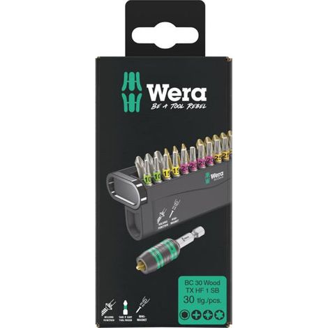 Set di punte con supporto Bit-Check 30 Wood TX HF 1 SB, 30 pezzi - WERA - 05057437001 (1/2)