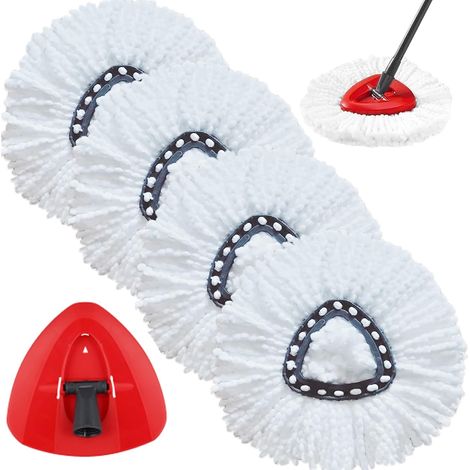 Tête de balai compatible avec le balai Vileda Turbo 2 en 1, 4 têtes de balai blanches + 1 base de balai pour recharges EasyWring & Clean (1/5)