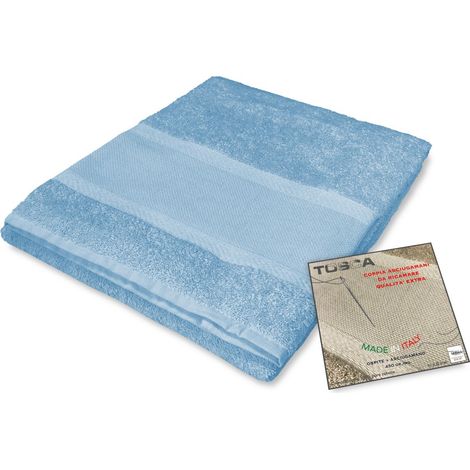 LOT DE 1 SERVIETTE de toilette + 1 SERVIETTE invité TOSCA en éponge et TOILE AÏDA à BRODER AU POINT DE CROIX Bleu (1/4)