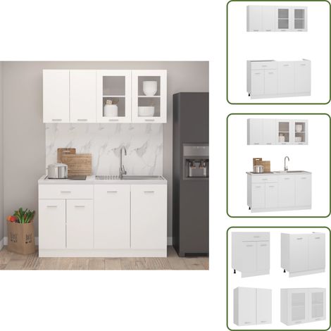 Ensemble de meubles de cuisine 4 pcs Blanc Bois d'ingénierie - Meuble De Cuisine - Ensemble De Cuisines - Armoire De Cuisine - Rangements Cuisine - Blanc (1/5)