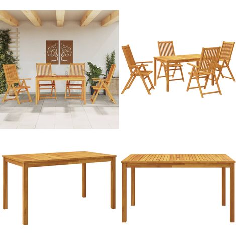 5-tlg. Garten-Essgruppe Massivholz Akazie - Gartenmöbel - Esstisch - Gartenstuhl - Akazienholz - Holztisch - Home & Living (1/5)
