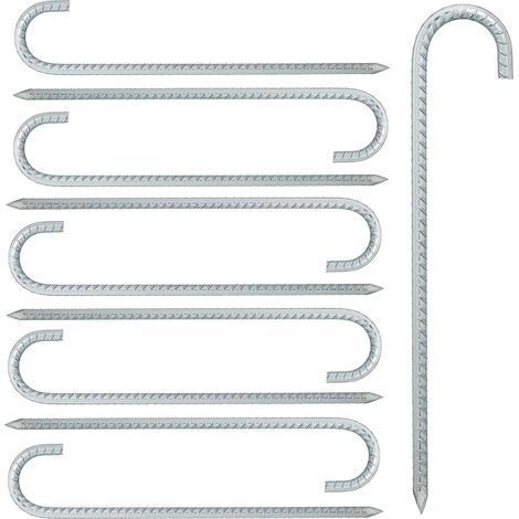 Ancres de sol, lot de 20, sardines XL, extra longues, camping, accessoire de tente, acier, 38,5 cm, argenté