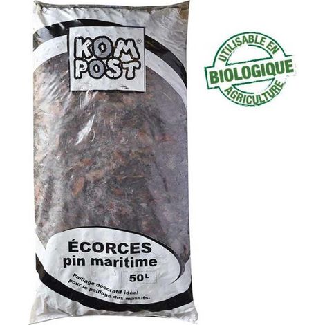 Paillage végétal biodégradable écorces de pin maritime, sac 50 L - KOM37