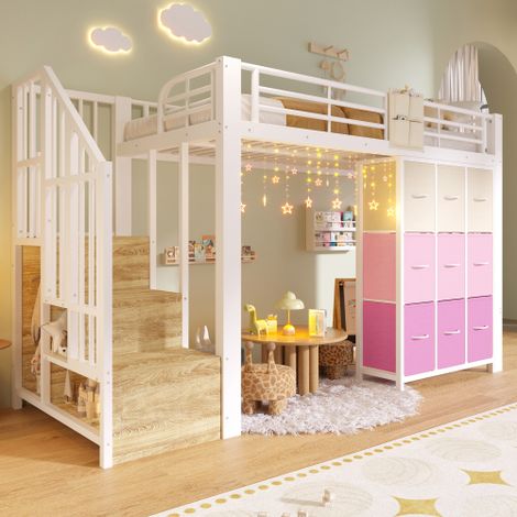 Canapé modulaire en U 4 places – Sans cadre avec 2 poufs, tissu chenille blanc, sans montage, pour salon (1/5)