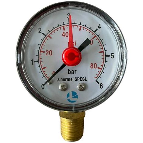 Manometro per Autoclave Doppia Scala 0-6 bar 0-85 psi Attacco Radiale Pressione Acqua (1/3)