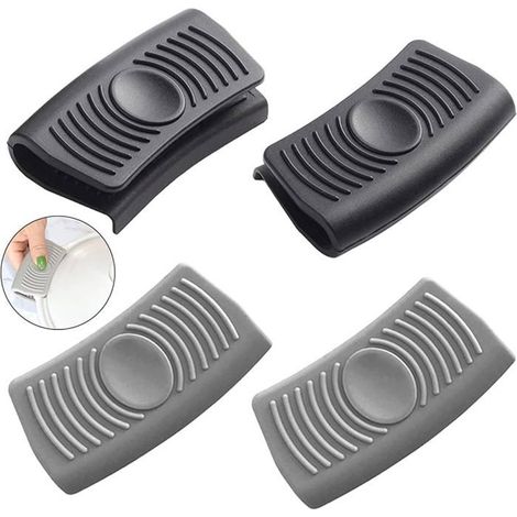 2er-Pack Silikon-Küchenhandschuhe, rutschfest, mikrowellengeeignet, hitzebeständig, grau und schwarz