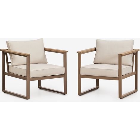 Confezione da 2 poltrone Lipov in alluminio e legno di acacia SKLUM            