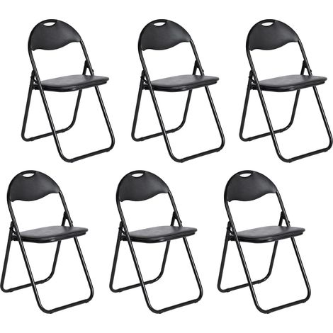 Set of 6 Padded Folding Chairs, Black, Load 120 kg (1/5)