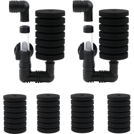 Pack of 2 Aquarium Single Head Sponge Filter Aquarium Set Sponge Filter Air Lifter Aquarium Filter with 4 Replacement Sponges for Biological and Mechanical Filtering, for Bettas Shrimp Breeders (1/5)