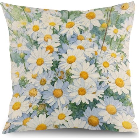 Housse de coussin fleurs feuilles vertes, décoration canapé élégant,50×50cm (1/5)