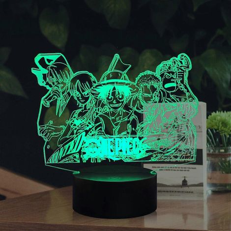 Figurines articulées Luffy et Zoro (anime japonais), télécommande avec 16 couleurs au choix, station de chargement USB, piles AA, veilleuse LED 3D, décoration pour fête de fans. (1/5)