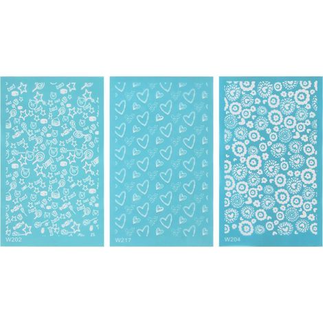 Pochoirs en soie réutilisables pour pâte polymère - Kit d'impression DIY pour bijoux, boucles d'oreilles et décorations en argile (modèles 202, 204, 217) (1/5)