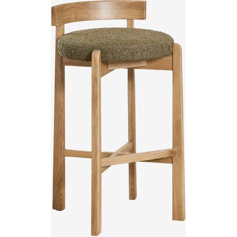 Pack de 2 taburetes altos en madera de roble y tapizados Manila SKLUM ↑75 cm
