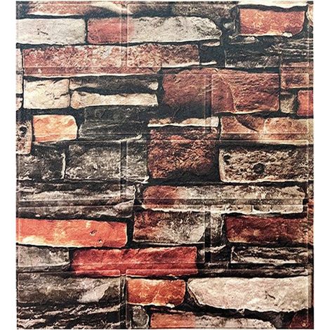 10pcs 3D brick wall stickers, self-adhesive waterproof foam panel, 35×38 cm, 1.3 m², red stone (1/5)