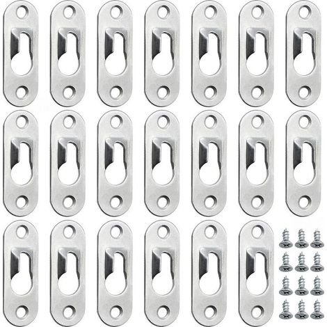 30 Stück Metall-Schlüssellochaufhänger (45 mm x 16 mm) mit 60 Schrauben zur Befestigung an Wänden, Schränken, Spiegeln und Bilderrahmen – Silber (1/5)