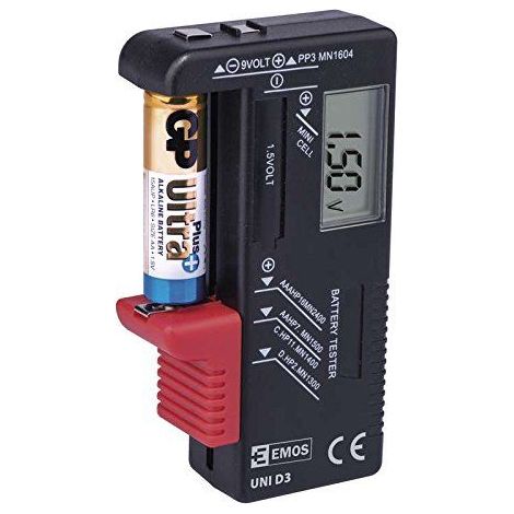 Les eMOS testeur de batterie aA, aAA, c, d, 9 v, d3 uNI