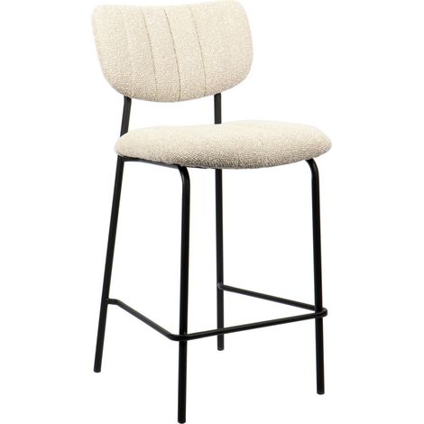 Sedia da bancone VENTURA – Tessuto beige – Gambe in metallo nero – Altezza 97 cm – Stile design/industriale