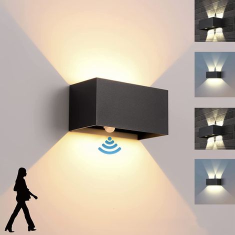 Applique murale intérieure/extérieure avec détecteur de mouvement lumière étanche LED24W 3000K IP65 blanche noire (1/5)