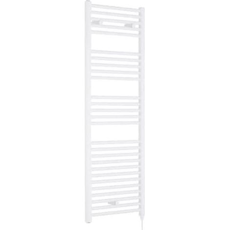 Nuie Round Bar Electric Heated Towel Rail 1375mm H x 480mm W - White (1/3)