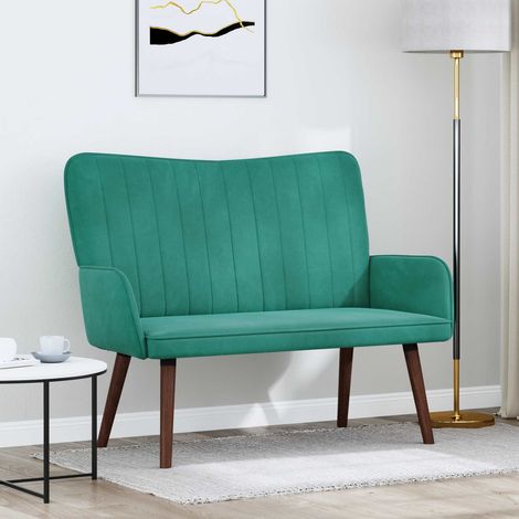 vidaXL Sofa 2 places Turquoise 115 x 61 x 87 cm Velours (1/5)