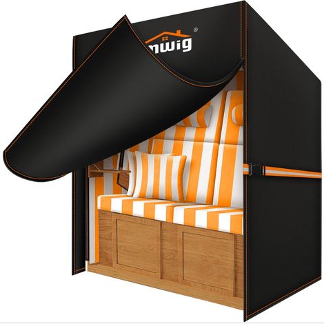 Housse de protection pour fauteuil-cabine de plage 2 places, résistante à l'hiver, 120 x 90 x 155/140 cm, en tissu Oxford 600D, imperméable, avec bande coupe-vent (1/5)
