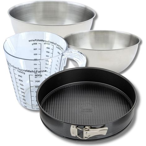 Set pâtisserie avec moule à manqué de 28 cm, 2 bols à mixer, verre mesureur et spatule Zenker (1/5)