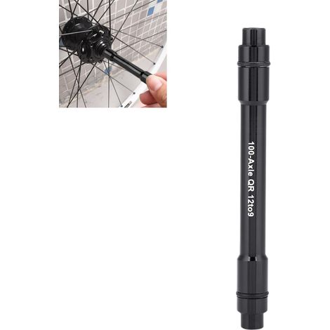 Adaptateur D'Axe Traversant Vélo,Axe d'essieu Traversant pour Vélo en Alliage d'aluminium Léger,Axe de Moyeu de Roue de Vélo 12 Mm à 9 Mm pour Vélo de Montagne (Noir) (1/5)