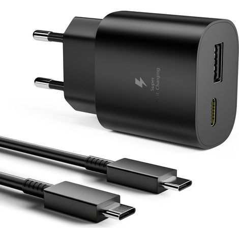 Chargeur USB-C Samsung, adaptateur secteur USB-C à charge rapide 25 W Samsung, double prise murale Type C PD+QC pour Galaxy S25 et Note20. (1/5)