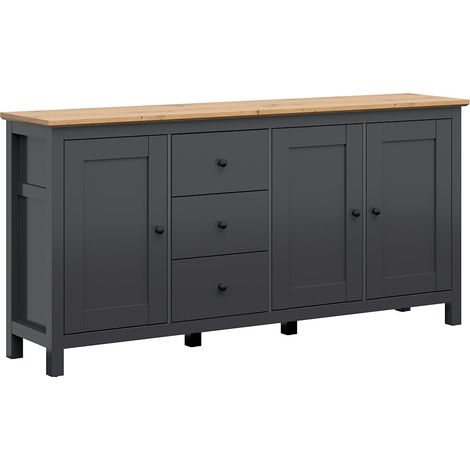 Buffet 3 portes 3 tiroirs Duck Gris anthracite et Bois (1/3)