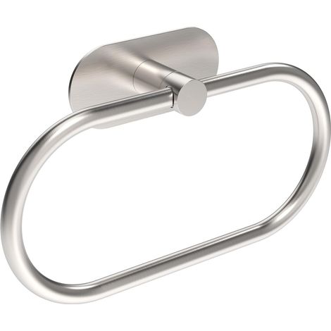 Toallero de pared de acero inoxidable - forma ovalada - no requiere taladrar - color plata - apto para baños y cocinas. (1/5)