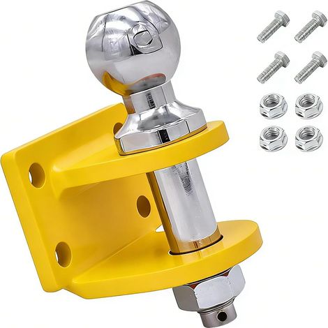 Attelage Remorque,Barre de remorquage Droite à Tige Longue,Tête sphérique de 70,8 mm,4 Trous pour vis,Convient à Tous Les modèles de véhicules,avec visserie(Jaune) (1/5)