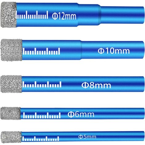 Kit de Scie Cloche Diamantée pour Marbre et Carrelage en Alliage Bleu, Haute Température, Compatible Perceuse Électrique et Angle, Trous de 5 à 12mm (1/5)