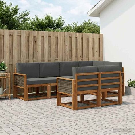 vidaXL Outdoor-Sofagarnitur 7 pcs Natur und Anthrazit Polyester (1/5)